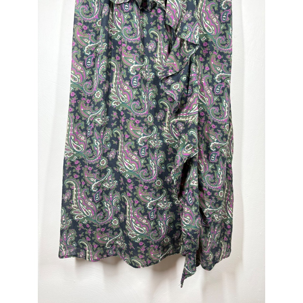 Sundance Womens Small Paisley Ruffle Cotton Midi Skirt Blue Purple Boho Floral - Picture 6 of 10
